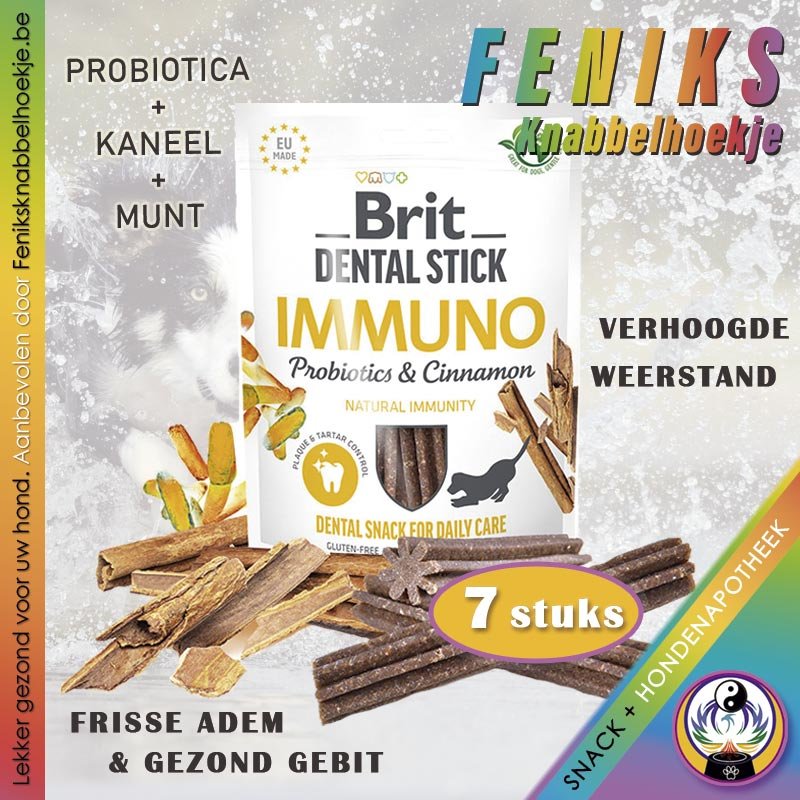 Brit-Dental-Stick-dierenapotheek-probiotica-kaneel-munt-Tandenpoetsen-hond-immuno-extra-weerstand