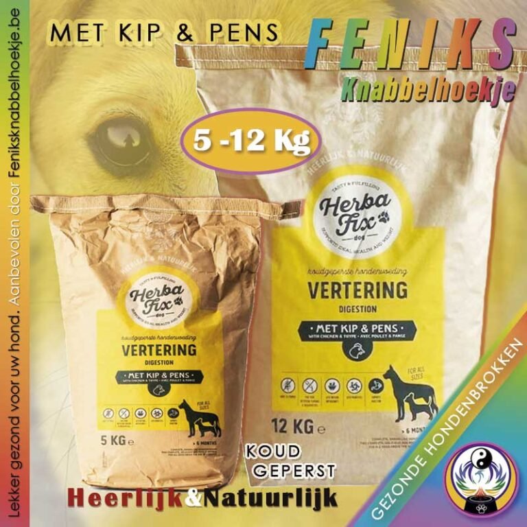 droogvoer-hondenbrokken-koudgeperst-kip-en-pens-vertering-herbafix-5kgof 12kg