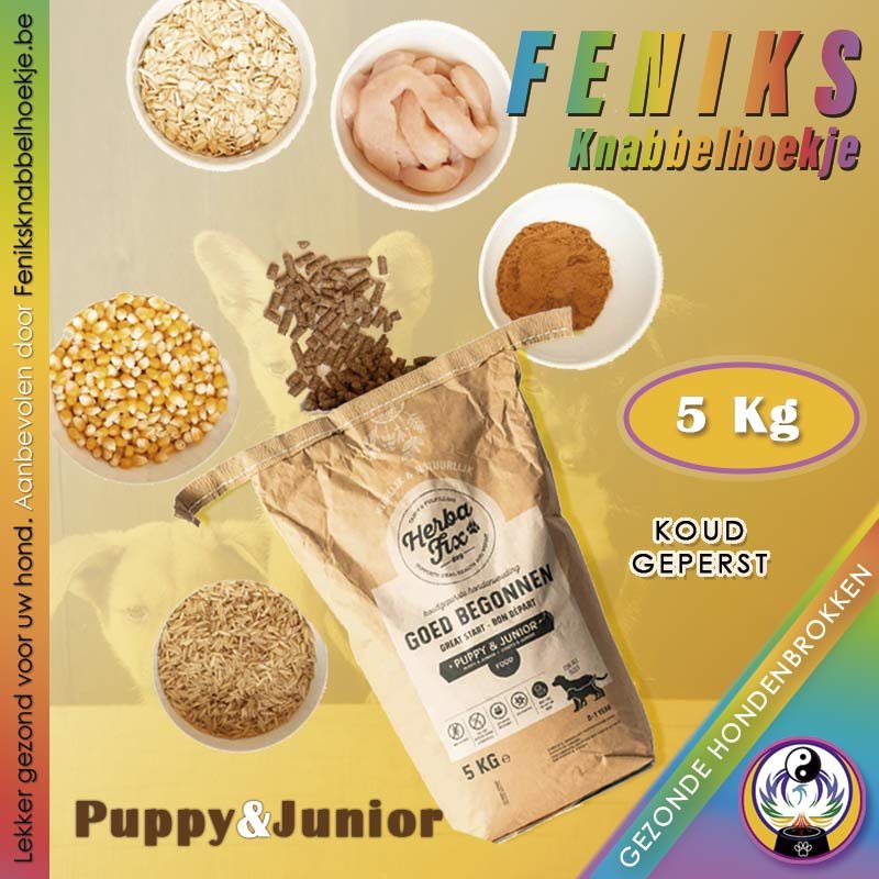 Hondenbrokken_Goed begonnen-5kg-herbafix-droogvoer-puppy-koudgeperste-hondenvoeding-FBK