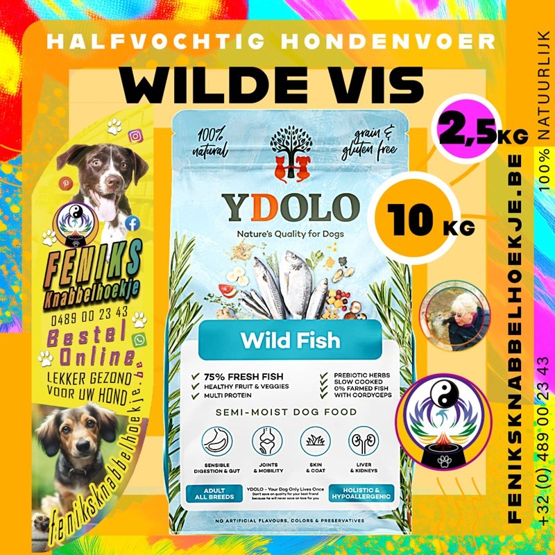 #YD 002-2,5.10 Wilde vis - YDOLO Halfvochtig Hondenvoer - hypoallergene hondenvoeding-verkoopppunt feniks knabbelhoekje