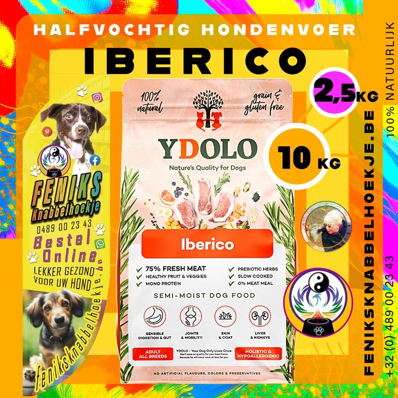 Iberico - YDOLO Halfvochtig Hondenvoer - hypoallergene hondenvoeding-verkoopppunt feniks knabbelhoekje